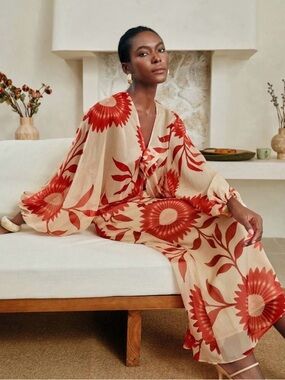 Floral Print Sheer Blouse and Skirt Set